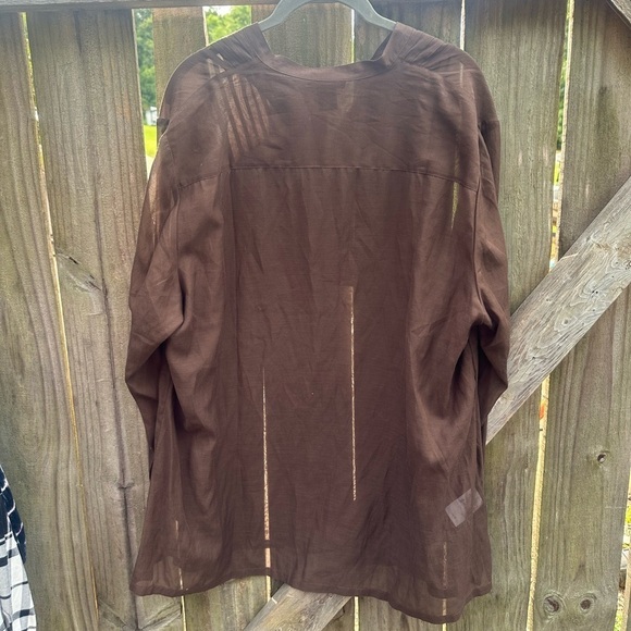 Eddie Bauer Silk Blend Pleated Front Quarter Button Down Front Tunic Blouse - Picture 6 of 6